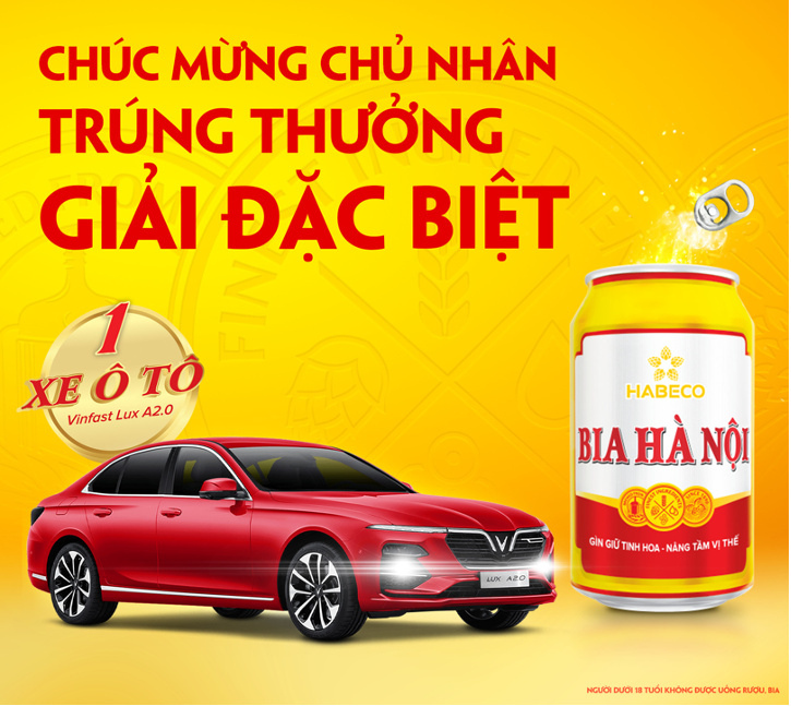 Bia Hà Nội công bố chủ nhân sở hữu xe ô tô Vìnfast Lux A2.0 siêu phẩm và nhiều giải thưởng giá trị khác trong đợt 2 chương trình khuyến mại “Bừng sắc hè cùng Bia Hà Nội”